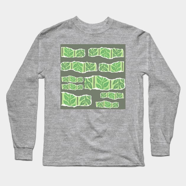 Green Plant Pattern Long Sleeve T-Shirt by Alexander S.